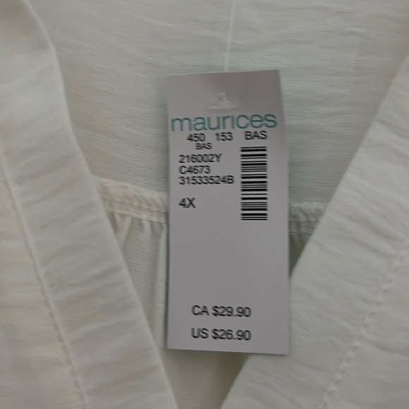 Maurice’s Atwood Sleeveless Blouse White 4X NWT - Picture 4 of 6